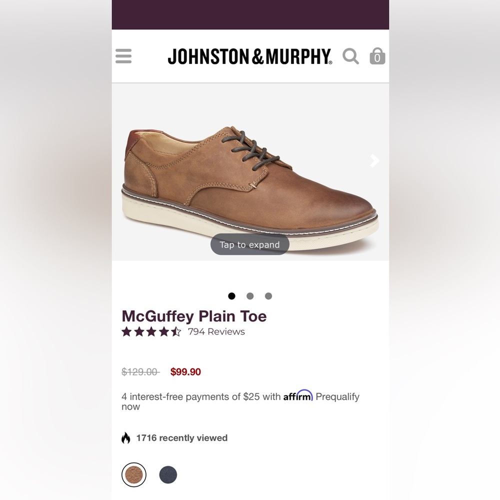 Johnston & Murphy McGuffey Plain Toe